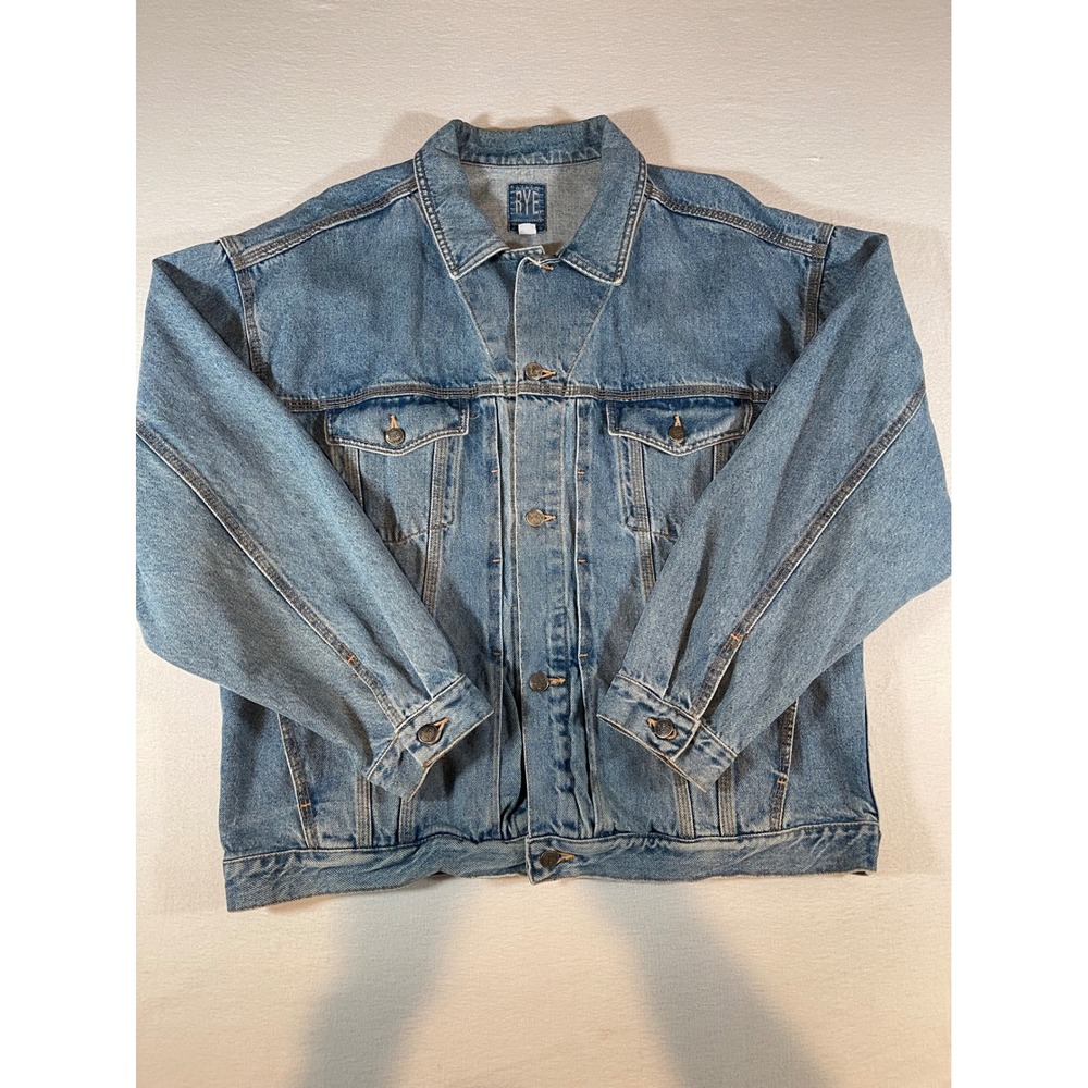 Vintage Old Rye Denim Jacket Mens Large Blue Medium Wash Trucker Made in Canada